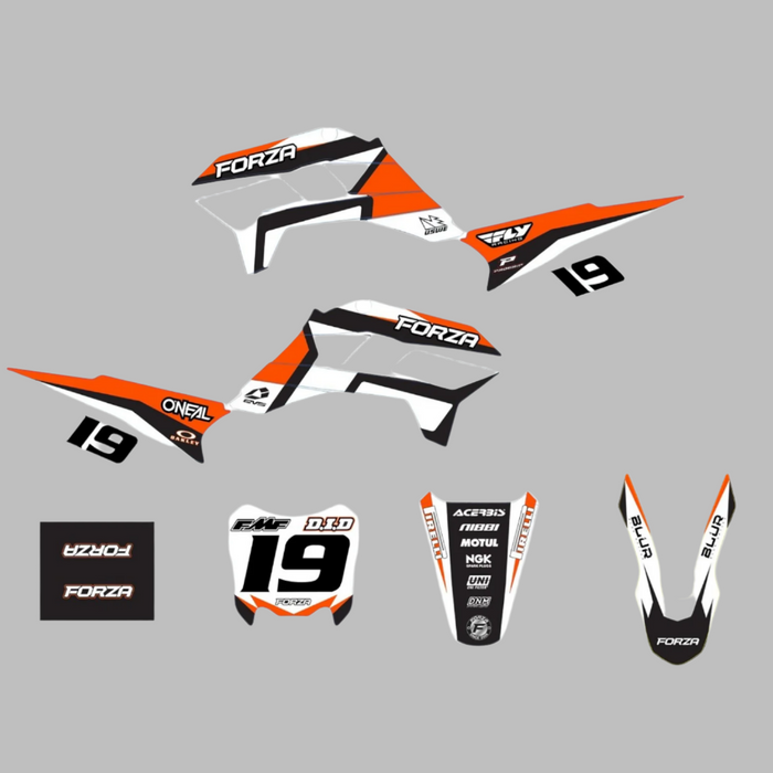 FORZA Aftermarket KRZ Style Plastic & Graphic Kit - 19 Years Limited Edtion White Orange