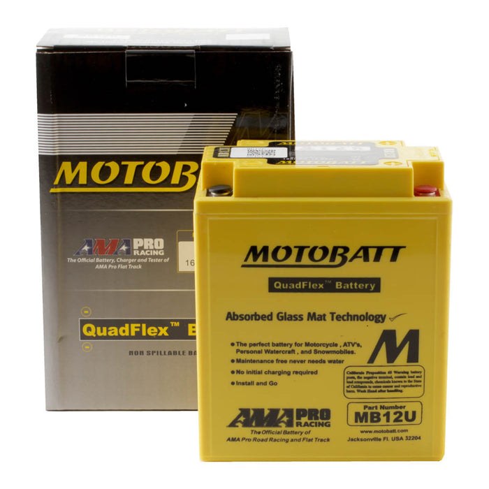 MOTOBATT Quadflex AGM Motocycle Battery - MB12U