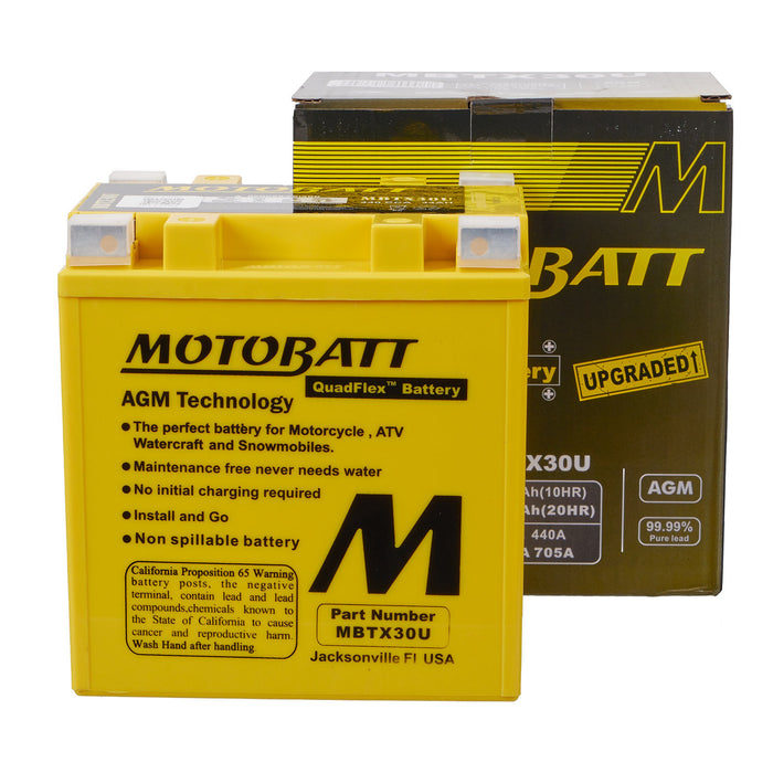 MOTOBATT Quadflex AGM Motocycle Battery - MBTX30U