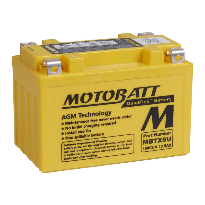 MOTOBATT Quadflex AGM Motocycle Battery - MBTX9U