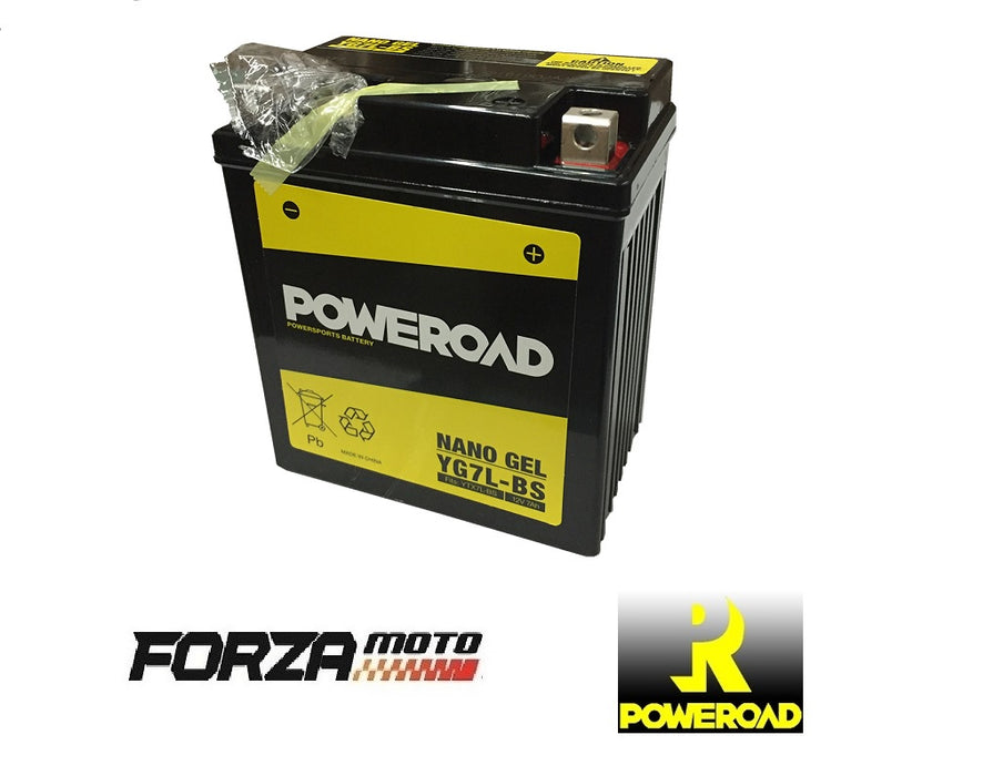 POWEROAD Nano Gel Motorcycle Battery - YG7L-BS (fit YTX7LBS)