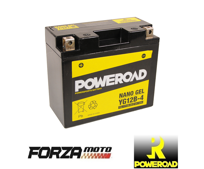 POWEROAD Nano Gel Motorcycle Battery - YG12B-4 (fit YT12B-BS)