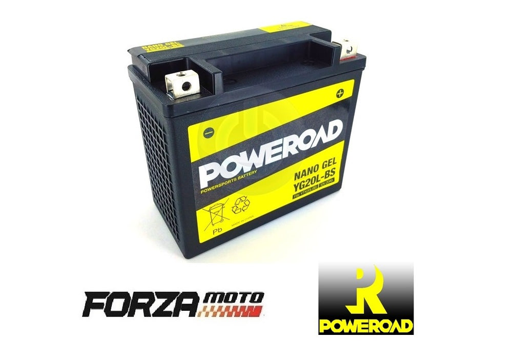 POWEROAD Nano Gel Motorcycle Battery -  YG20L-BS(fits YTX20L-BS)